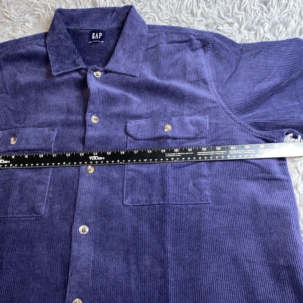 Gap Men's Sz XL Corduroy Long Sleeve Shirt  Navy Blue Nice Fade - Picture 3 of 8